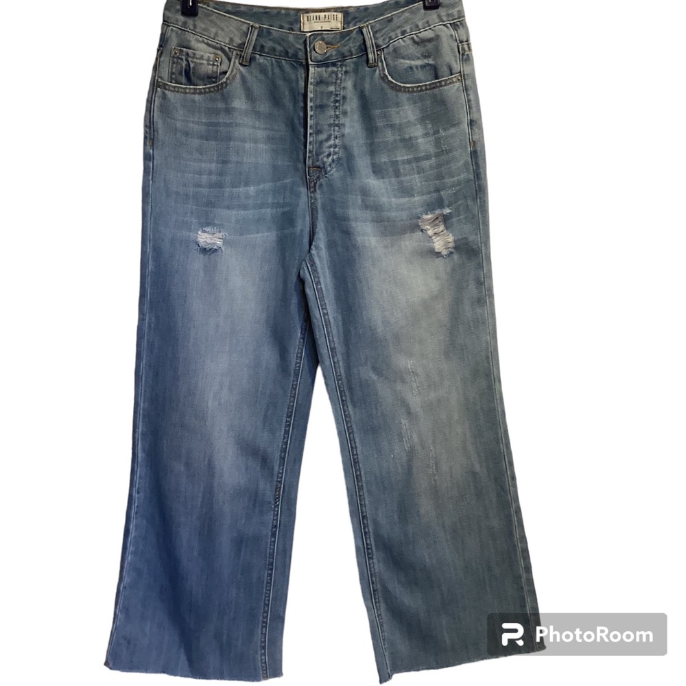 Blank Paige Denim Collection Wide Leg Cropped Distressed Jeans, Size S